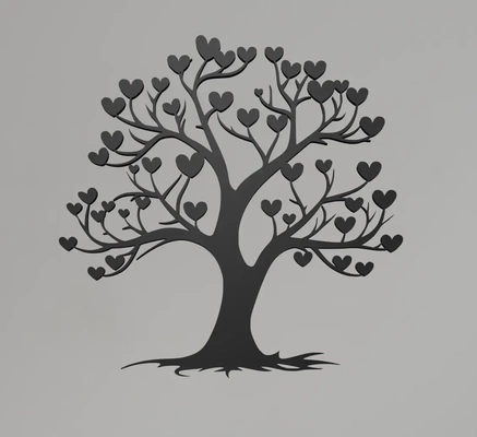 heart tree wall art 3d models download creality cloud 3d print model - Mito3D