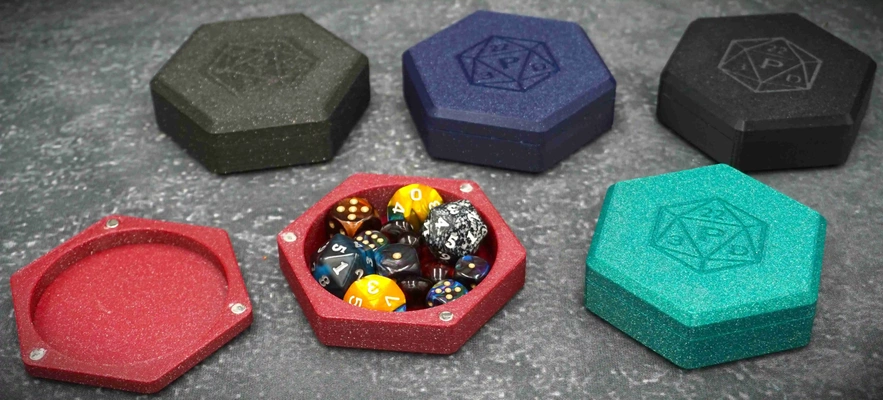 hexagon dice box magnets 3d models download creality cloud board game 3d print model - Mito3D