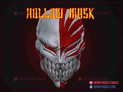 hollow mask - kurosaki ichigo bleach anime cosplay 3d models download creality cloud Masks & Helmets 3d print model - Mito3D