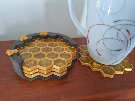 honey bees coasters 3d models download creality cloud 3d print model - Mito3D