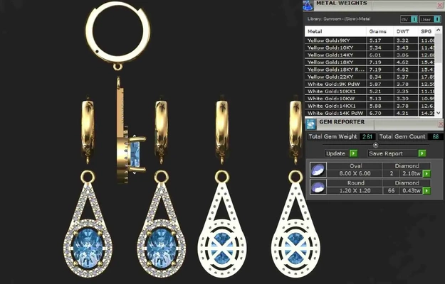 hoop diamond earrings 3d models download creality cloud 3d print model - Mito3D