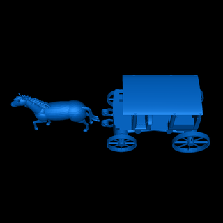 caballo carro Moviente ruedas 3d modelos descargar crealidad nube vehiculos 3d print model - Mito3D