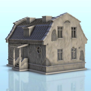 casa dañado terreno ww2 paisaje histórico miniaturas arquitectónico modelos 3d print model - Mito3D