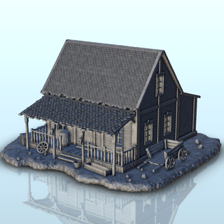 ev taş şömine arazi manzara batı tarihi binalar 3d print model - Mito3D