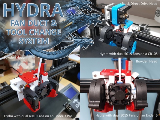 hydra fan duct & tool change system ender 3 5 cr1 3d models download creality cloud 3d print model - Mito3D