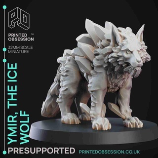hielo lobo monstruoso criatura presupuesto 32mm escala monstruos 3d print model - Mito3D