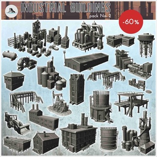 industrial buildings pack no 2 - scenery warhammer miniatur 3d models download creality cloud Architectural Models 3d print model - Mito3D