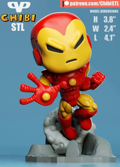 iron man chibi 3d models download creality cloud 3d print model - Mito3D