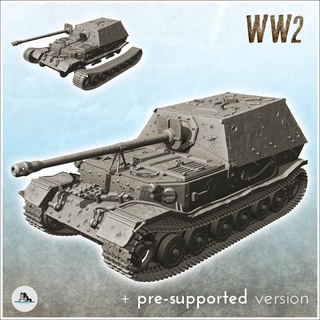 jagdpanzer ferdinando ww2 Tedesco fiamme guerra bullone azione blindato macchine carri armati 3d print model - Mito3D