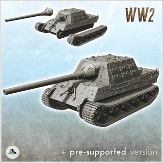 Jagdpanzer vi jagdtiger ww2 alevler savaş cıvata aksiyon zırhlı arabalar tanklar 3d print model - Mito3D