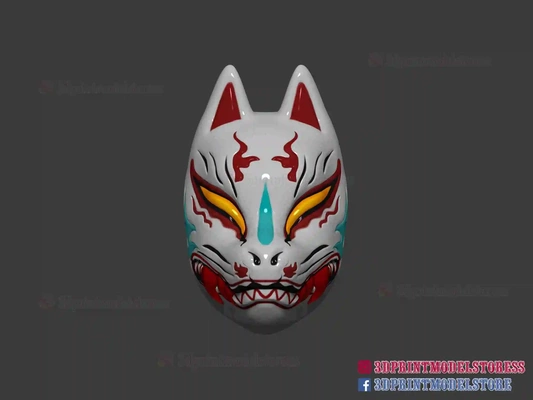 giapponese kitsune volpe maschera oni samurai cosplay 3d modelli scarica creality nube maschere caschi 3d print model - Mito3D
