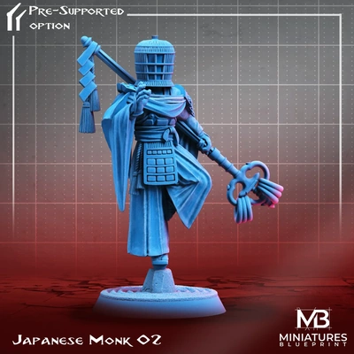 japonés monje 02 3d modelos descargar crealidad nube 3d print model - Mito3D