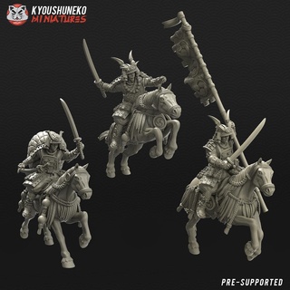 japanese samurai command group riders Characters 3d print model - Mito3D