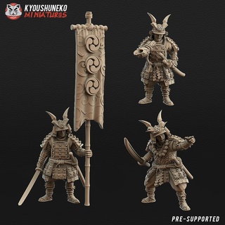 japonés samurai mando grupo caracteres 3d print model - Mito3D