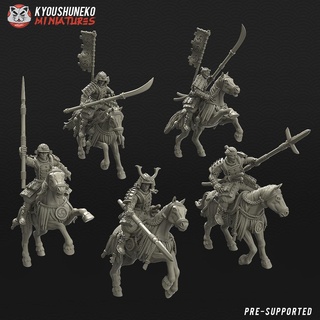 japonês samurai lanceiros cavaleiros personagens 3d print model - Mito3D