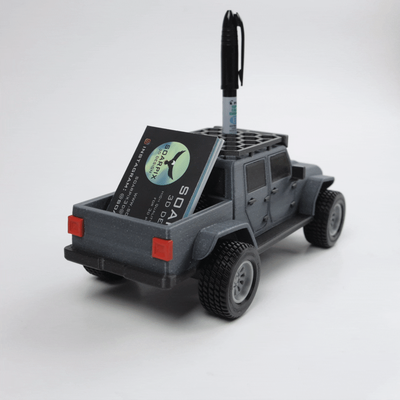 jeep gladiateur entreprise cartes stylo titulaire soutien 3d modèles télécharger créalité nuage jouet voitures 3d print model - Mito3D
