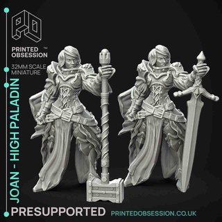 joan - high paladin presupported 32mm scale Women 3d print model - Mito3D