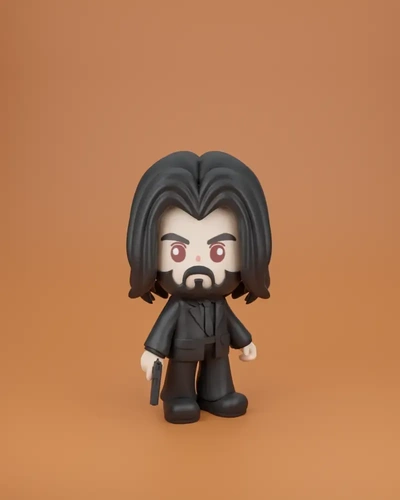 john mèche chibi johnwick4 3d modèles télécharger créalité nuage 3d print model - Mito3D