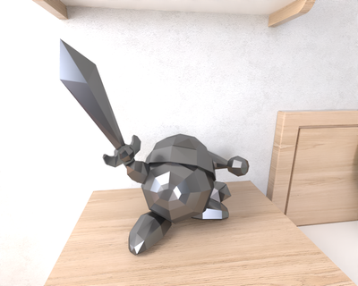 Kirby épée lowpoly faible poly fictif personnages 3d print model - Mito3D