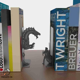 knight vs dragon bookends Home Decor 3d print model - Mito3D