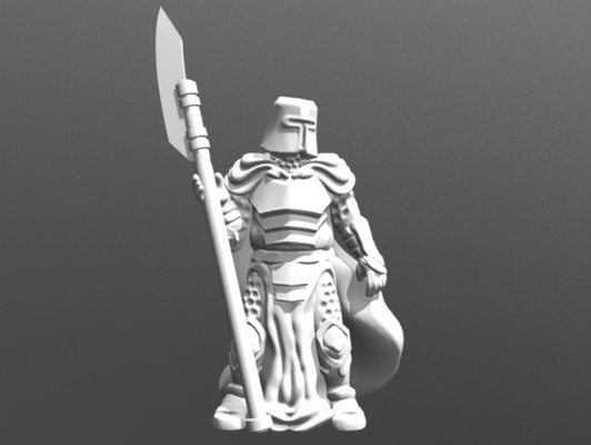 knight w polearm 28mm 32mm scale 3d models download creality cloud characters 3d print model - Mito3D