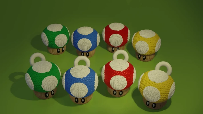 tricoté crochet super mario champignon 3d modèles télécharger créalité nuage 3d print model - Mito3D