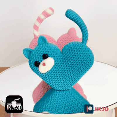 knitted heart kitten color file multi parts 3d models download creality cloud home decor 3d print model - Mito3D