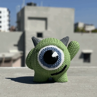 knitted mike wazowski monsters 3d models download creality cloud fictional characters 3d print model - Mito3D