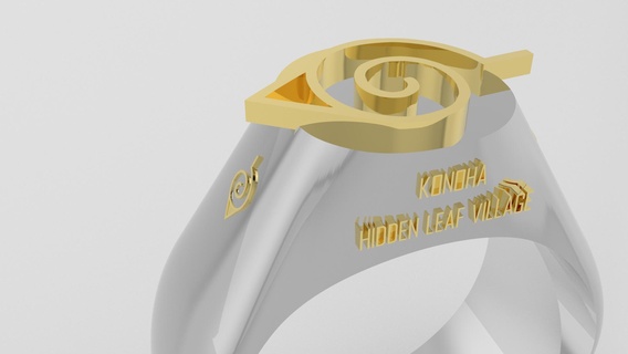 konoha Blatt Dorf Ring Naruto Mode 3d print model - Mito3D