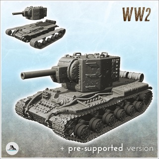 kv-2 heavy tank - russia ussr ww2 flames war bolt action Armored Cars & Tanks 3d print model - Mito3D