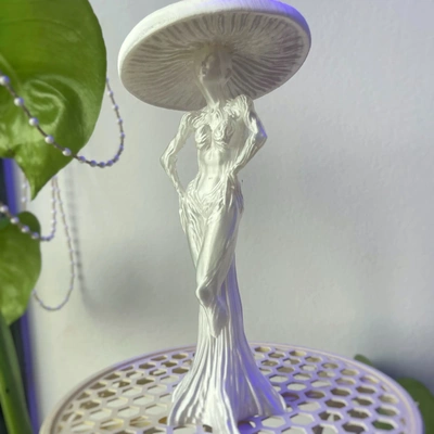 lady mushroom figurine 3d models download creality cloud women 3d print model - Mito3D