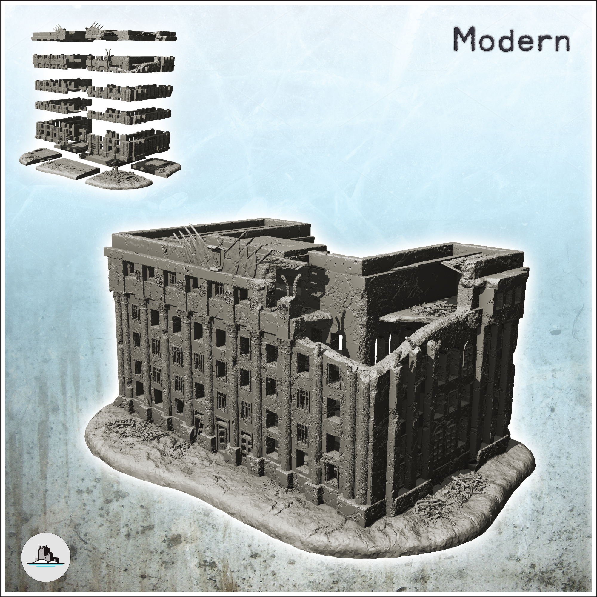 large administrative building columns flag pediment Architectural Models 3D print model - Mito3D