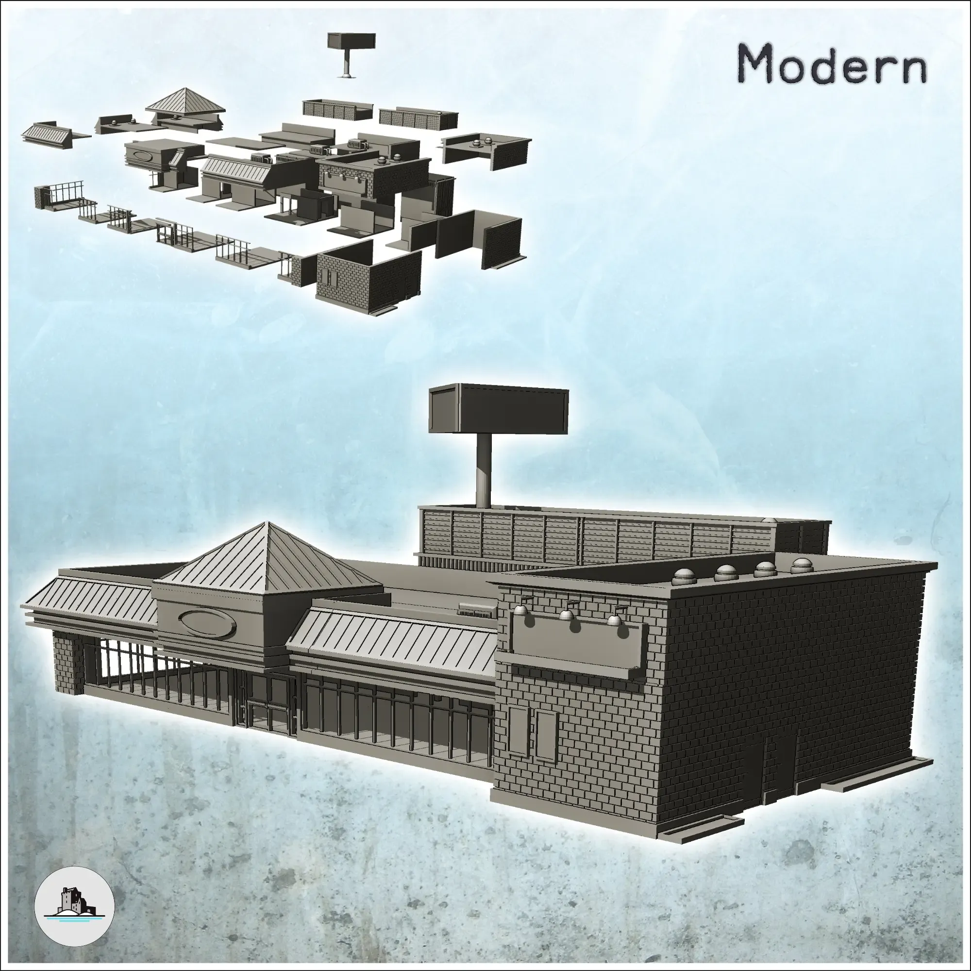 grande moderno restaurante ventanas publicidad s 3d modelos descargar crealidad nube 3D print model - Mito3D