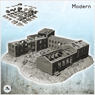 büyük halka açık bina kalıntılar arazi manzara modern ww2 mimari modeller 3d print model - Mito3D