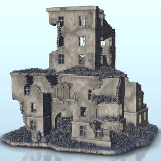 large ruined building central arch 1 - ww2 terrain Architectural Models 3d print model - Mito3D