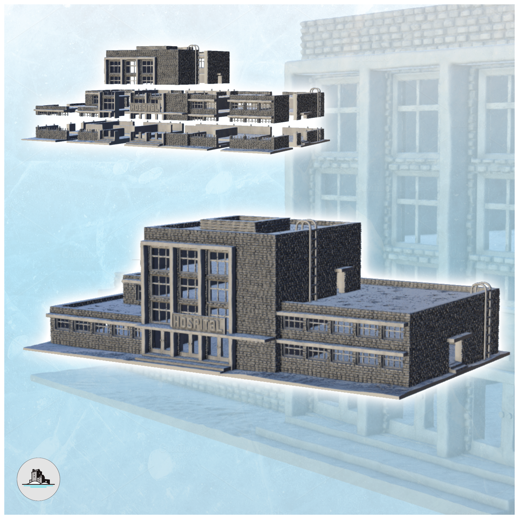 grande Roca hospital escaleras ventanas terreno urss histórico edificios 3D print model - Mito3D