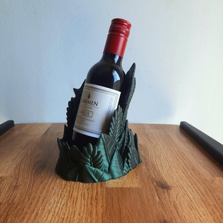 feuilles vin bouteille titulaire soutien Accueil maison décor 3d print model - Mito3D