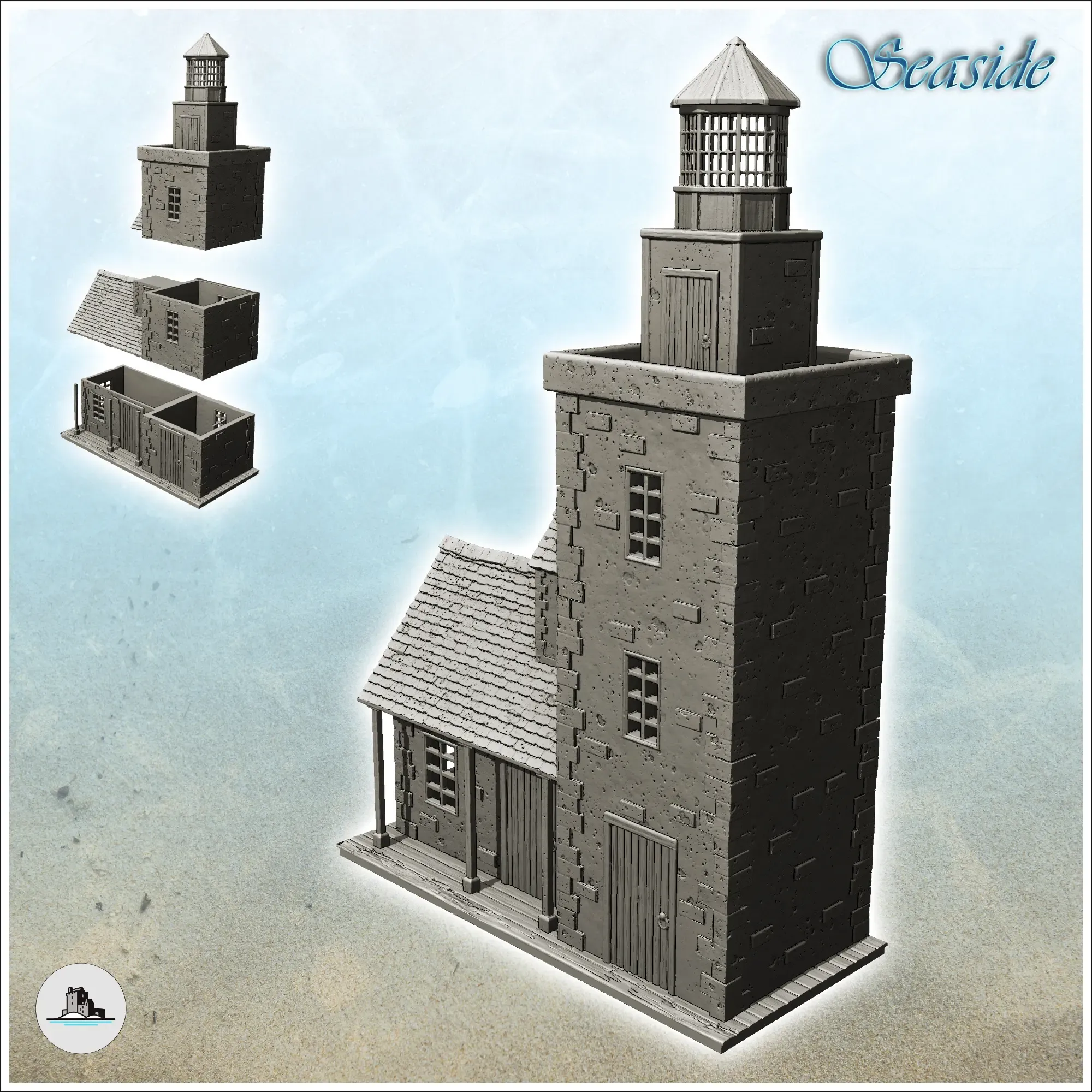 phare carré tour dépendance 2 miniature 3d modèles télécharger créalité nuage 3D print model - Mito3D