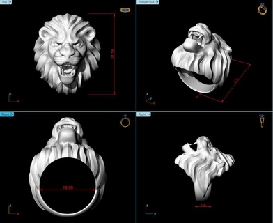 Lion bague homme bijoux 14 3d print model - Mito3D