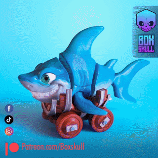 pequeno Tubarão carrinho mão flexi peixes 3d print model - Mito3D