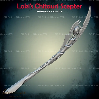 loki chitauri scepter cosplay avengers - stl file 3d models download creality cloud toys & games 3d print model - Mito3D
