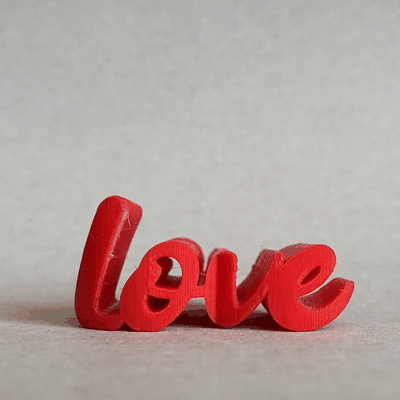 love - heart text flip valentine's day gift 3d models download creality cloud 3d print model - Mito3D