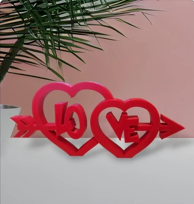 love plate double heart 3d models download creality cloud 3d print model - Mito3D