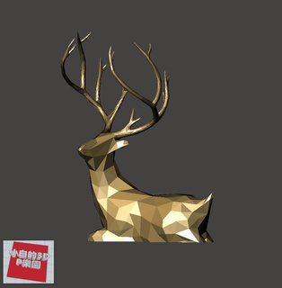 low poly 3d Modell Hirsch Tiere 3d print model - Mito3D