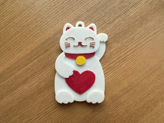 suerte gato corazón llavero 3d modelos descargar crealidad nube 3d print model - Mito3D