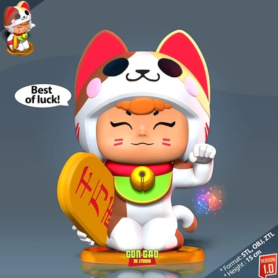 lucky cat neko bea 3d models download creality cloud 3d print model - Mito3D