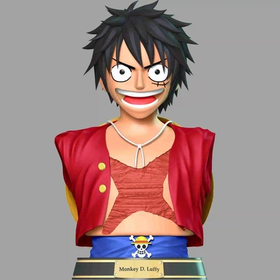 luffy bust - one piece 3d models download creality cloud characters 3d print model - Mito3D