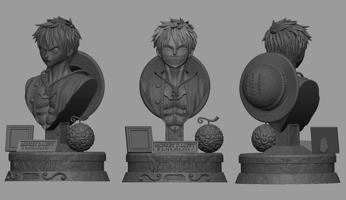 luffy buste 3d modèles télécharger créalité nuage 3d print model - Mito3D