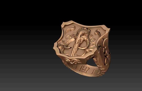 Mandalorianer Mythosaurier Herren Ring Signet Schmuck 3d print model - Mito3D