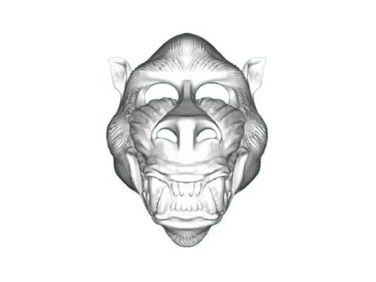 mandrill maske 3d modell stl datei modelle download realität wolke 3d print model - Mito3D